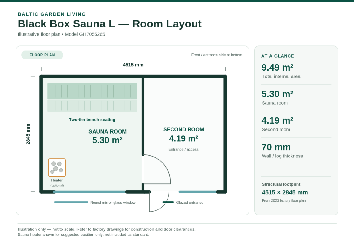 Black Box Sauna L – Floor Plan